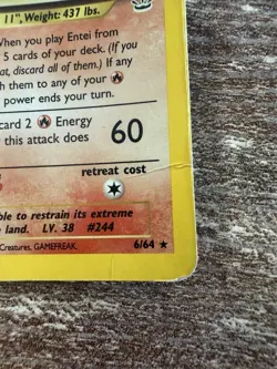 Pokemon Entei Neo Revelation TCG Holo Unlimited Rare Card 6/64 - Image 2