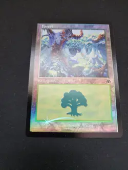 1x Forest (411) - Foil - Retro Frame MTG Dominaria Remastered NM Magic Foil - Image 2