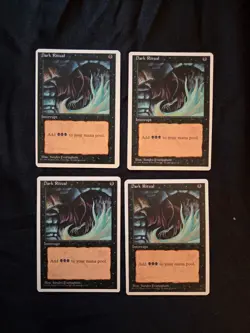 MTG Dark Ritual X4, (3) revised (1) 4th Ed PLAYSET, VG to EX cond. 1994-1995 - Image 1
