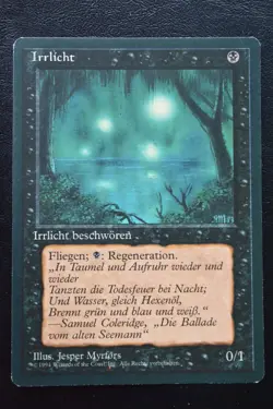 Magic The Gathering MTG WILL-O'-THE-WISP GERMAN Revised Black Bordered LP Played - Image 1