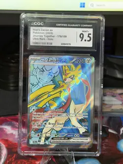 Pokemon TCG Journey Together Hops Zacian EX Card 176/159 Ultra Rare CGC 9.5 Mt+ - Image 1