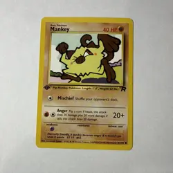 Pokemon TCG Mankey 61/82 1st Edition Team Rocket Common NM - Image 1