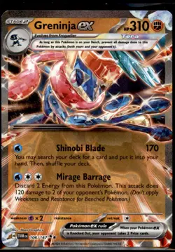 Pokemon TCG - Greninja ex - Double Rare SV06: Twilight Masquerade 106/167 NM - Image 1