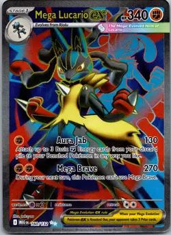 Mega Lucario ex #160/132 Ultra Rare Holo ME01: Mega Evolution Pokemon Near Mint - Image 1