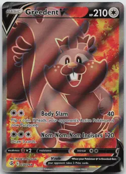 Greedent V 256/264 Ultra Rare Fusion Strike Pokemon NM/M - Image 1