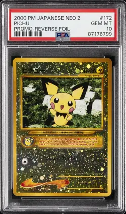 2000 POKEMON JAPANESE NEO 2 PROMO REVERSE FOIL #172 PICHU PSA 10 - Image 1
