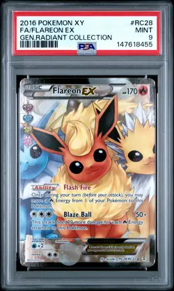 2016 POKEMON XY GENERATIONS RADIANT COLLECTION #RC28 FULL ART/FLAREON EX PSA 9 - Image 1