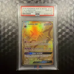 2018 Pokemon Sun & Moon LUNALA GX Full Art #172 Ultra Prism - Secret PSA 10 - Image 1