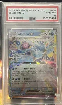 2025 POKEMON HOLIDAY CALENDAR #026 GLACEON EX PSA 10 - Image 1