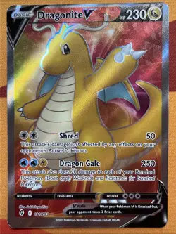 [Miscut Error] Pokemon Card - Dragonite V - Full Art (191/203) Evolving Skies NM - Image 1