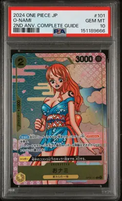 One Piece Nami Japanese O-Nami 2nd Anniversary Complete Guide OP06-101 PSA 10 - Image 1