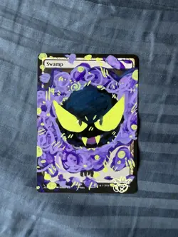 Pokemon Gastly Inspired MTG Swamp Alter ACEO - Handpainted by ghostiite.ink - Image 2