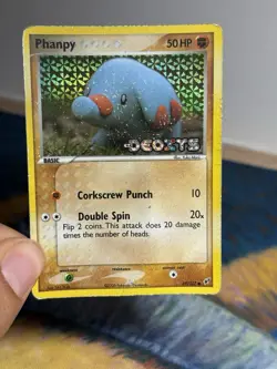 Phanpy 69/107 EX Deoxys Reverse Holo Foil Stamped Pokemon Card Yuka Morii Art HP - Image 3