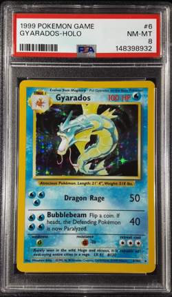 Pokemon Gyarados Holo PSA 8 Base Set 6/102 Vintage 1999 WOTC - Image 1