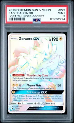 Pokemon Zeraora GX (Secret) 221/214 Sm-Lost Thunder Holo PSA 9 - Image 1