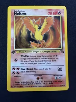 1999 Pokemon Fossil Moltres 12/62 Holo Rare 1st Edition 70 HP - Image 1