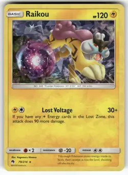 Raikou SM - Lost Thunder Rare Pokemon Lightly played - Image 1
