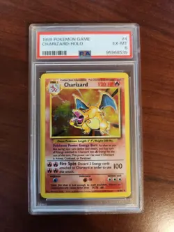 1999 POKEMON BASE SET UNLIMITED #4 CHARIZARD-HOLO PSA 6 - Image 1