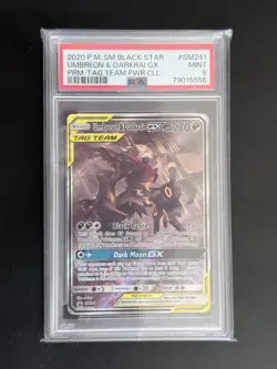 Pokemon Umbreon & Darkrai GX SM Black Star Promo Holo SM241 TAG TEAM 2020 PSA 9 - Image 1
