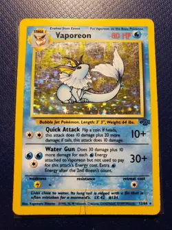 Pokemon TCG Vaporeon Jungle 12/64 Holo Unlimited Holo Rare - Image 1