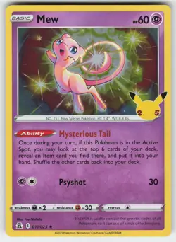 Mew 011/025 Holo Rare Celebrations Pokemon Near Mint - Image 1