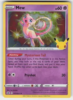 Mew 011/025 Holo Rare Celebrations Pokemon Near Mint - Image 1