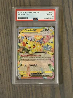 Pikachu Ex #57 PSA 10 Pokemon Surging Sparks - Image 1