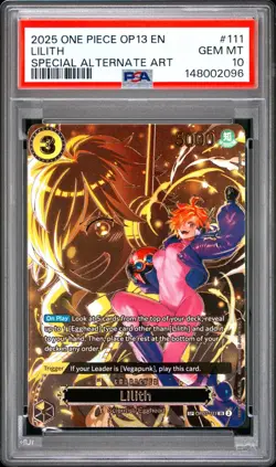 One Piece OP07-111 Lilith OP13 SP ENG Special Alternate Alt Art PSA 10 - Image 1