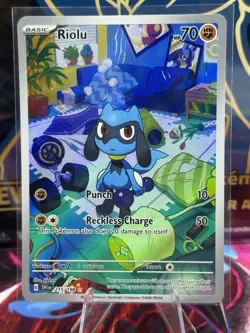 Riolu Scarlet & Violet Full Art Illustration Rare Pokemon TCG Card 215/198 - Image 1