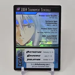 Dot Hack .Hack Enemy TCG Foil 2004 Tournament Events Schedule Card DGMA - Image 1