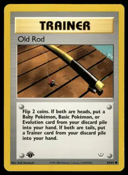 Old Rod HP 64/64 1st Edition Neo Revelation Pokemon Card - Image 1