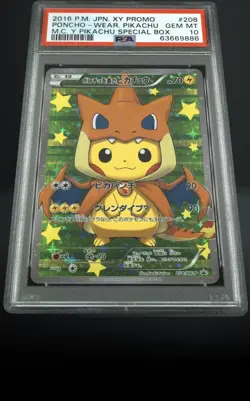 Pokemon 2016 Japanese XY-P Promo Poncho-Wearing Pikachu 208/XY-P Holo PSA 10 - Image 2
