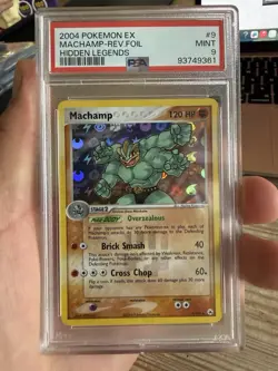 2004 POKEMON EX HIDDEN LEGENDS #9 MACHAMP-REVERSE FOIL PSA 9 - Image 2