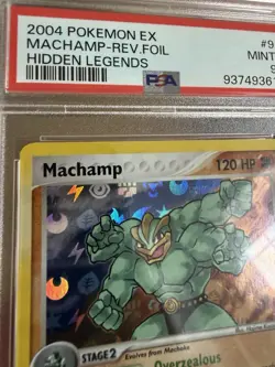 2004 POKEMON EX HIDDEN LEGENDS #9 MACHAMP-REVERSE FOIL PSA 9 - Image 4