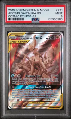 PSA 9 Arcs Palkia GX Dlga #221 2019 Pokemon Sun & Moon Cosmic Eclipse - Image 1