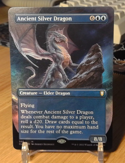 MTG Magic the Gathering FOIL Ancient Silver Dragon Borderless CLB! - Image 1