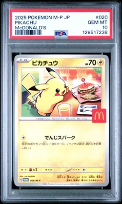 2025 POKEMON JAPANESE M-P PROMO MCDONALD'S #020 PIKACHU PSA 10 - Image 1
