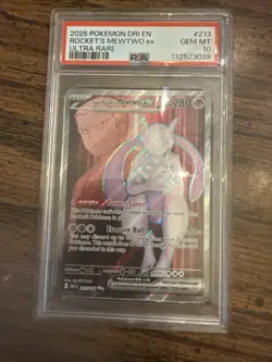 2025 POKEMON DRI EN-DESTINED RIVALS ULTRA RARE TEAM ROCKET'S MEWTWO EX PSA 10 - Image 1