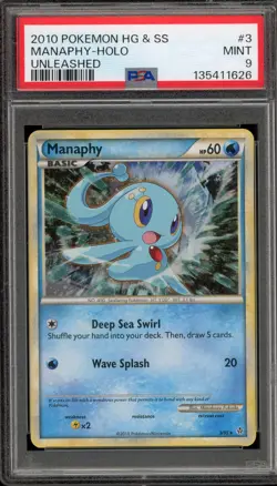 Pokemon Manaphy Unleashed Holo Rare #3 PSA 9 Mint - Image 1