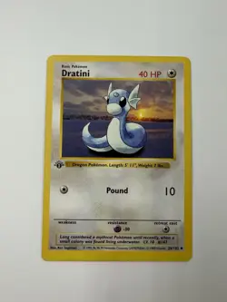 Dratini 26/102 First Edition Shadowless Base Set Vintage Pokemon 1st Edition - Image 1