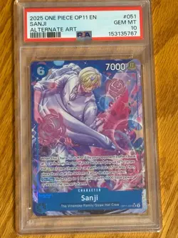 2025 One Piece Sanji Super Rare Alt Art Alternative #OP11-051 PSA 10 GEM MINT - Image 1
