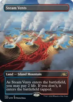 MTG English Steam Vents (Borderless) (Galaxy Foil) NM Foil Unfinity - Image 1