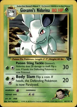Giovanni's Nidorina 44/132 Uncommon Gym Challenge Pokemon Unlimited LP - Image 1