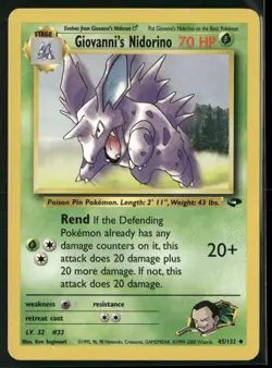 Giovanni's Nidorino 45/132 Uncommon Gym Challenge Pokemon Near Mint - Image 1