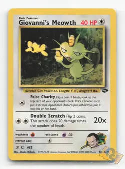 Pokemon TCG - Giovanni's Meowth 43/132 Lightly Played Uncommon Gym Challenge - Image 1