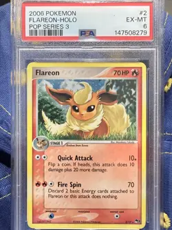 Pokemon Flareon EX Holo Rare #2 PSA 6 POP SERIES 3 - Image 1