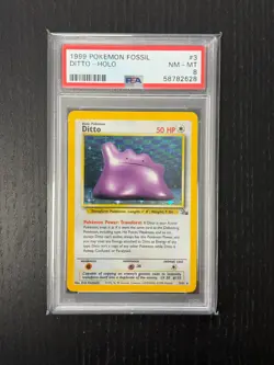 Ditto 3/62 Pokemon TCG Fossil Holo Rare PSA 8 NM-MT - Image 1