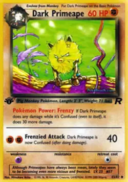 Damaged, English Pokemon Regular Dark Primeape - 43/82 - Uncommon - 1st Edition - Image 1
