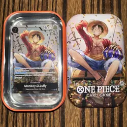 P-075 Monkey.D.Luffy Promo Card Tin SEALED PROMO w/Tin. NO PACKS. - Image 1