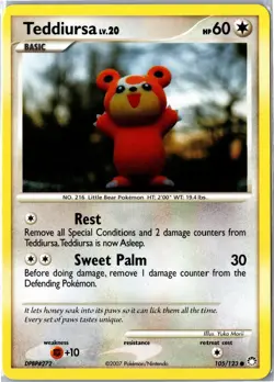 Pokemon Card - Teddiursa 105/123 Mysterious Treasures Common Moderately Played - Image 1